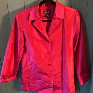 Vintage Rafaella Vibrant Magenta Pink Satin Blazer | Size 8